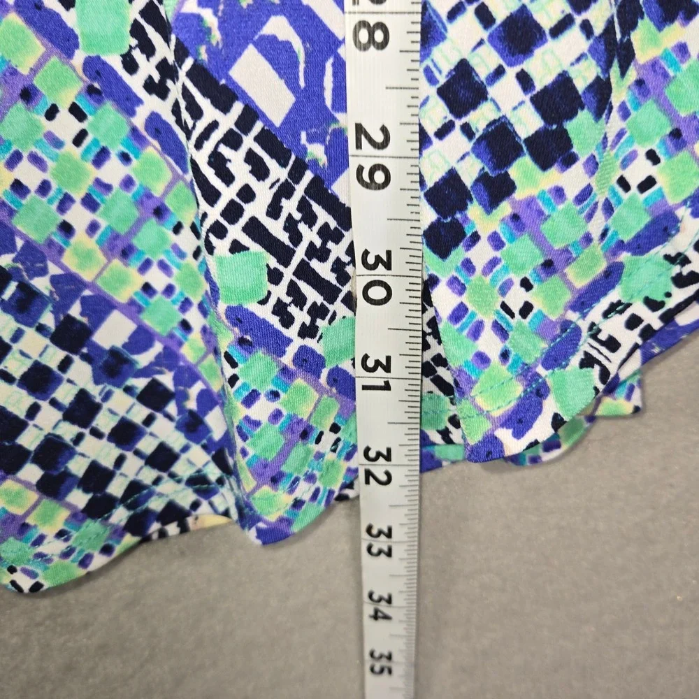 Chicos Geometric‎ Mosaic Maxi Skirt Blue Teal Purple Women Size 2 Large Stretch